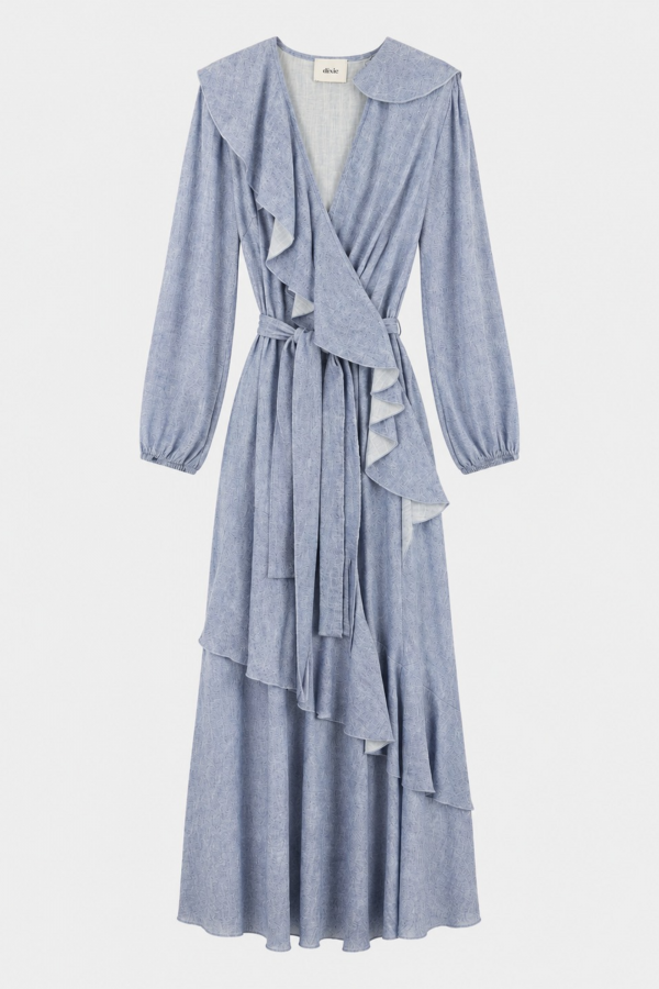 Dixie Ruffle Dress Blue