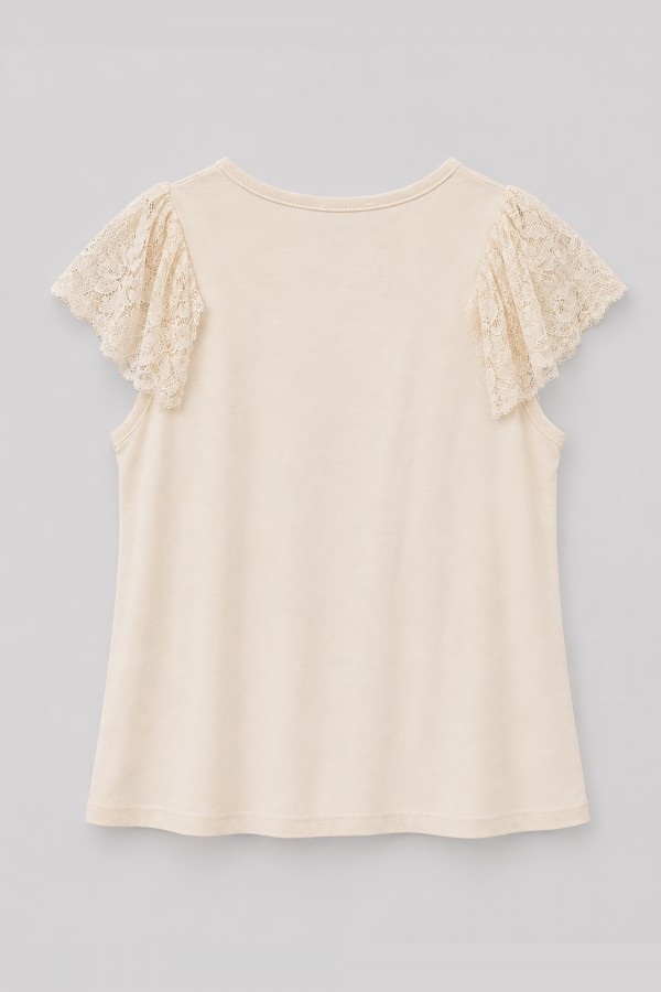 Mila Cotton Top with Lace Cream