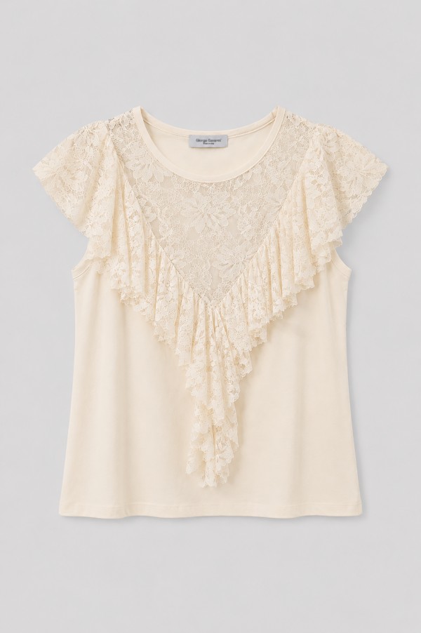 Mila Cotton Top with Lace Cream