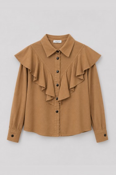 95056 Camel Ruffled Denim...