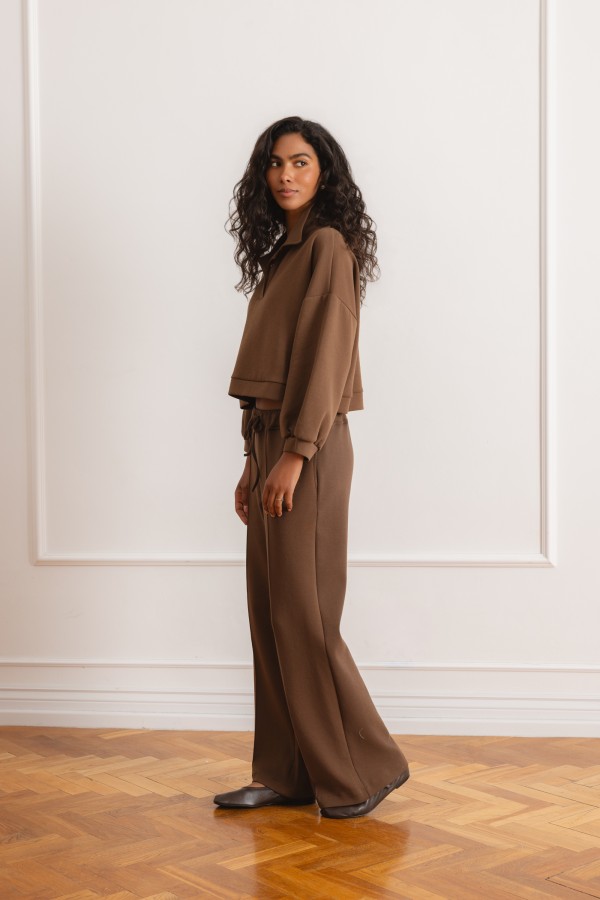 Caspian Spodnie Dresowe Wide Leg Brąz