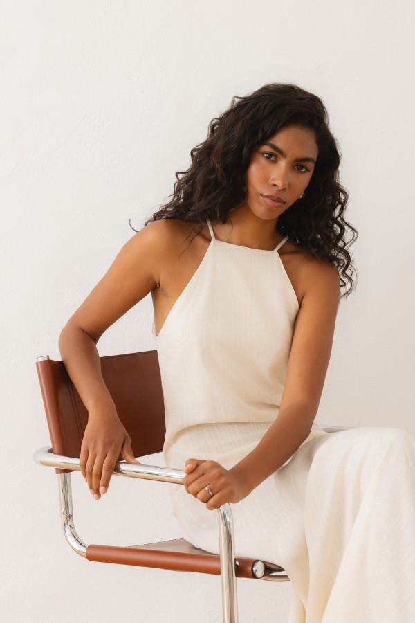 Iga Dress Strappy  Beige