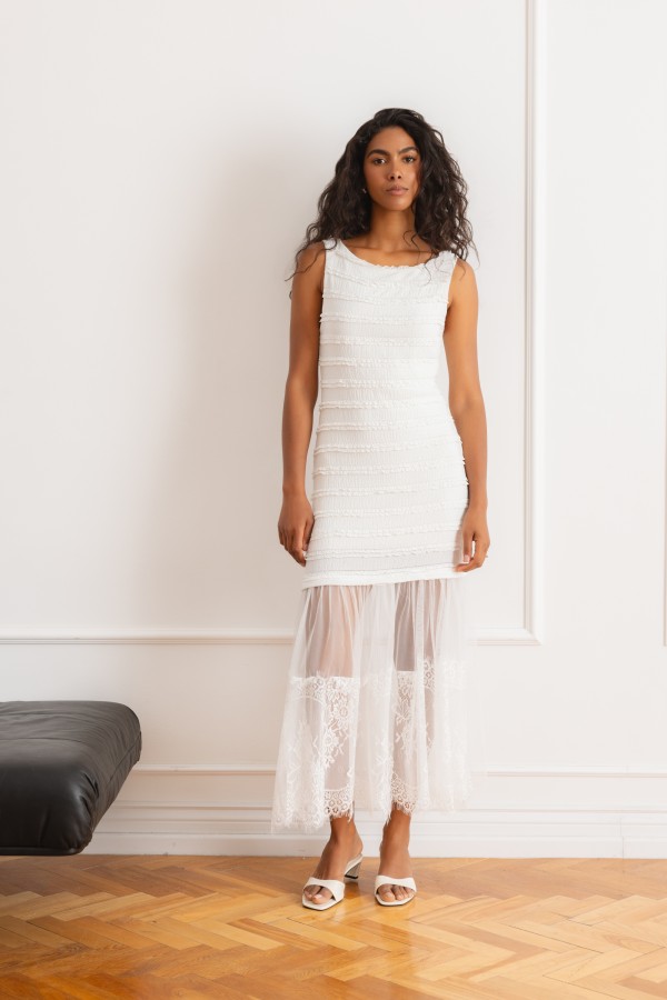 Emanuella Dress With Lace White
