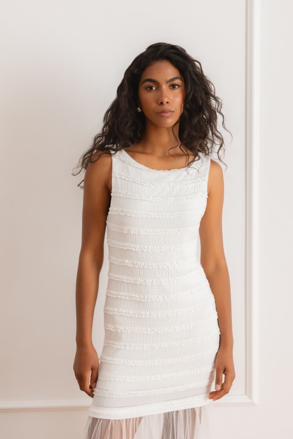 Emanuella Dress With Lace White