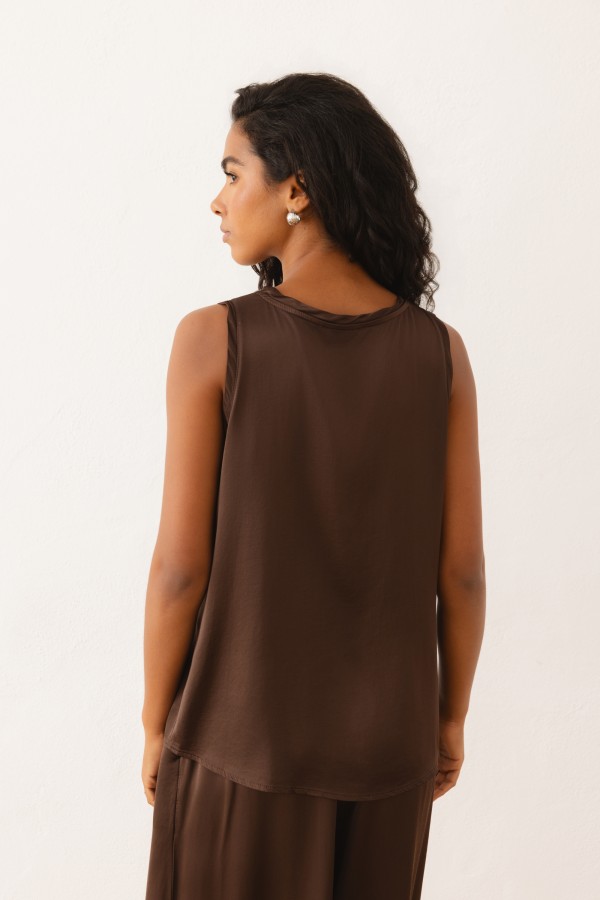 Marica Blouse Satin Brown
