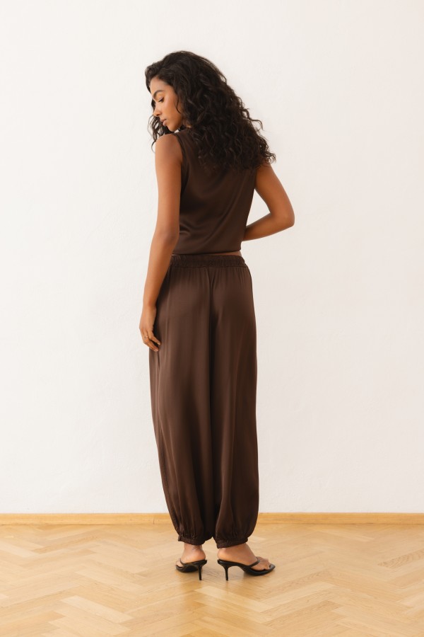 Marica Blouse Satin Brown