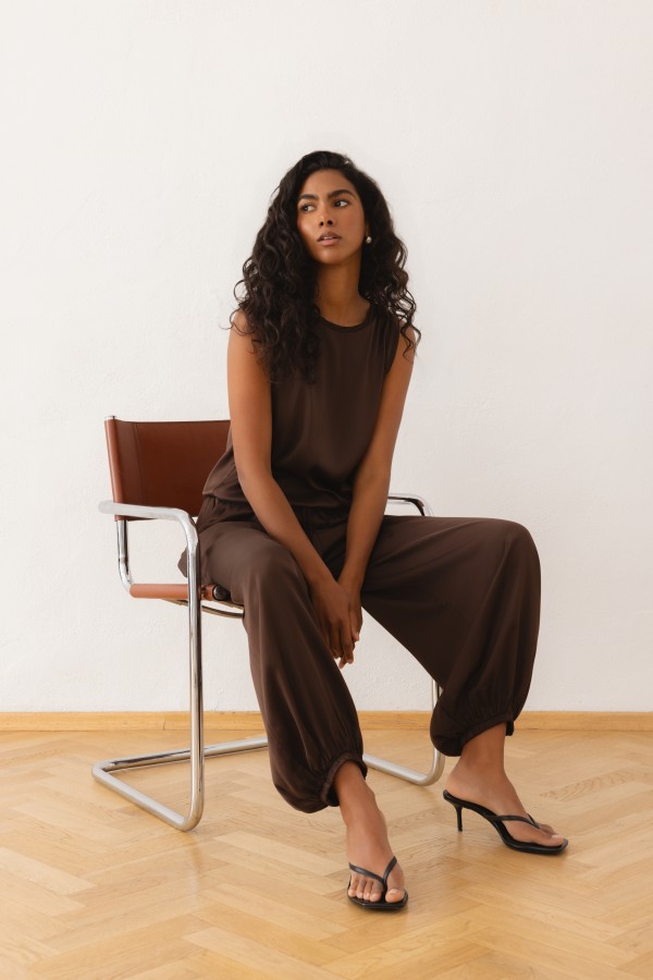 Marica Blouse Satin Brown