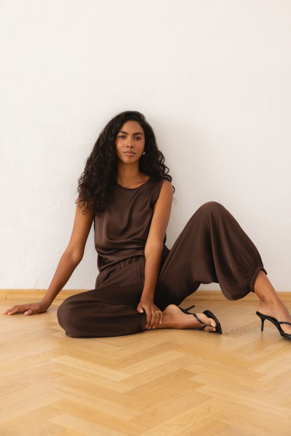 Marica Blouse Satin Brown