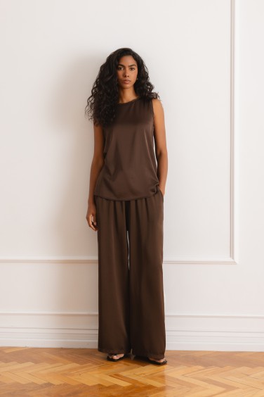 6655 Trousers Wide Leg Brown