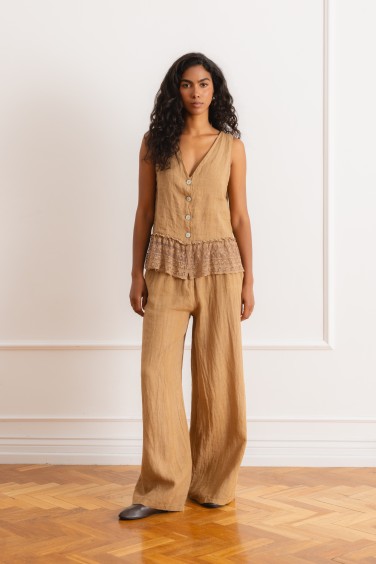 Rumi Spodnie Lniane Camel