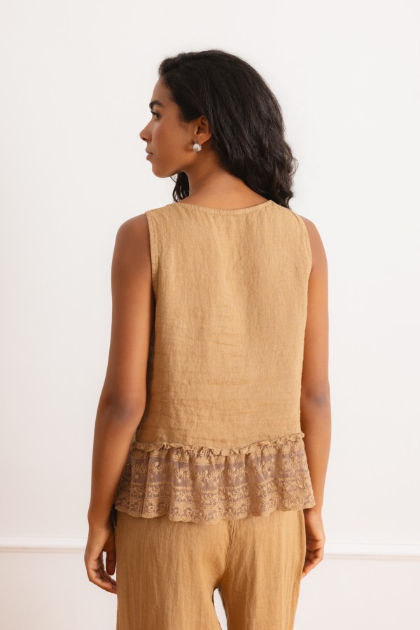 Rumi Vest Linen Camel