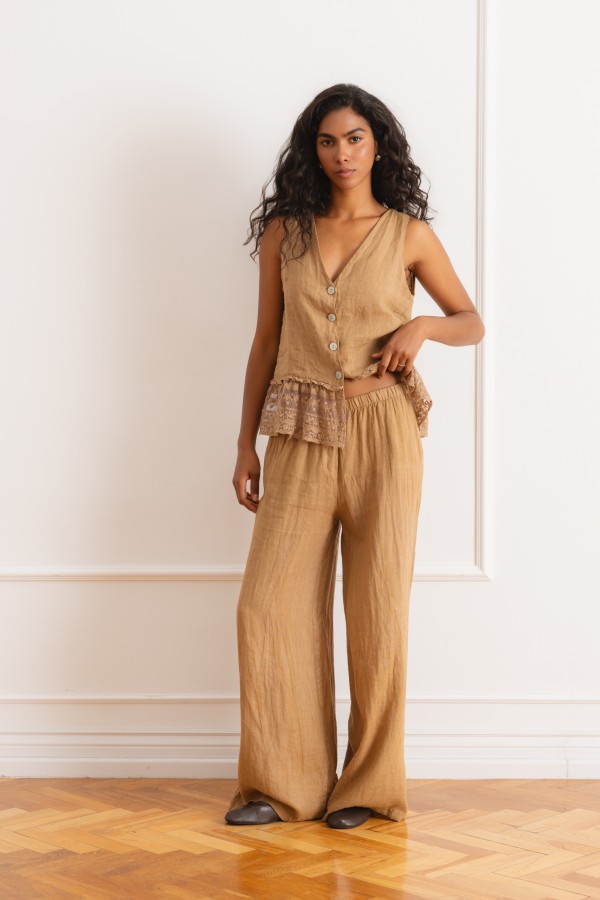 Rumi Vest Linen Camel