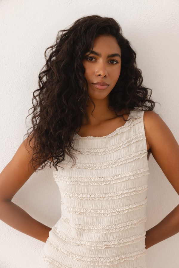 Emanuella Dress With Lace Beige