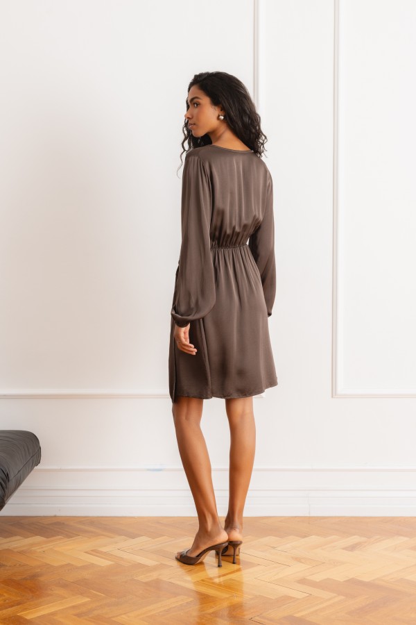 Bernadette Dress Satin Brown