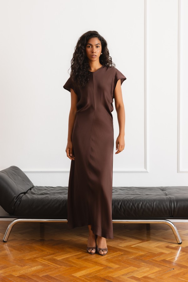 Natasza Dress Satin Brown
