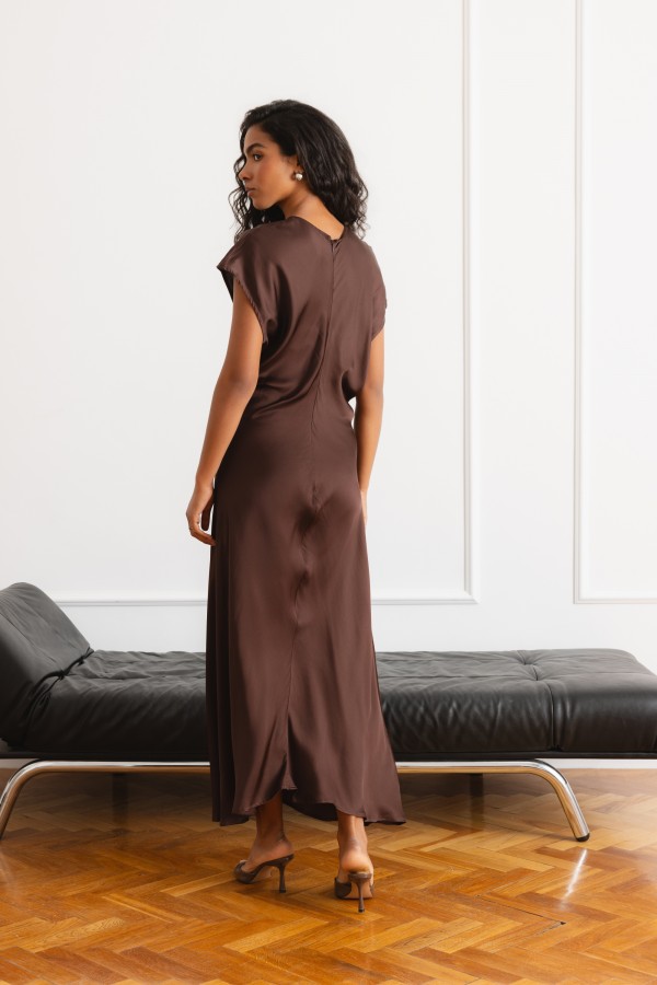 Natasza Dress Satin Brown