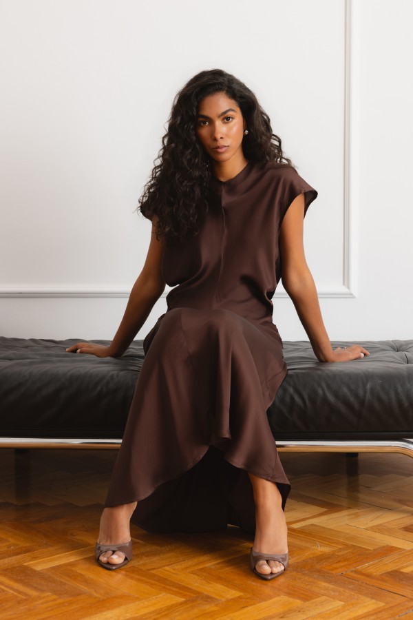 Natasza Dress Satin Brown