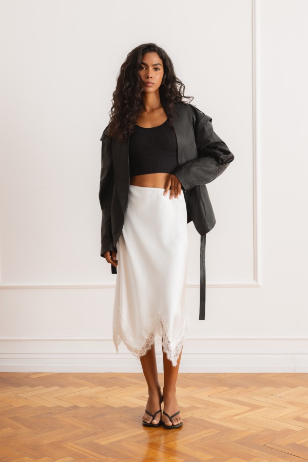 Larysa Skirt with Lace White