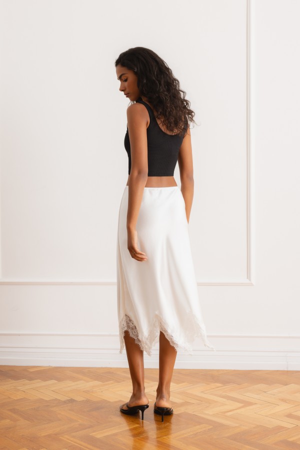 Larysa Skirt with Lace White