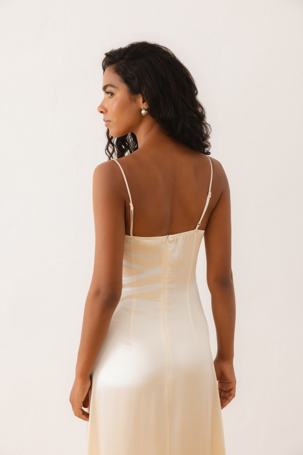 Joanna Dress Satin Strap Cream