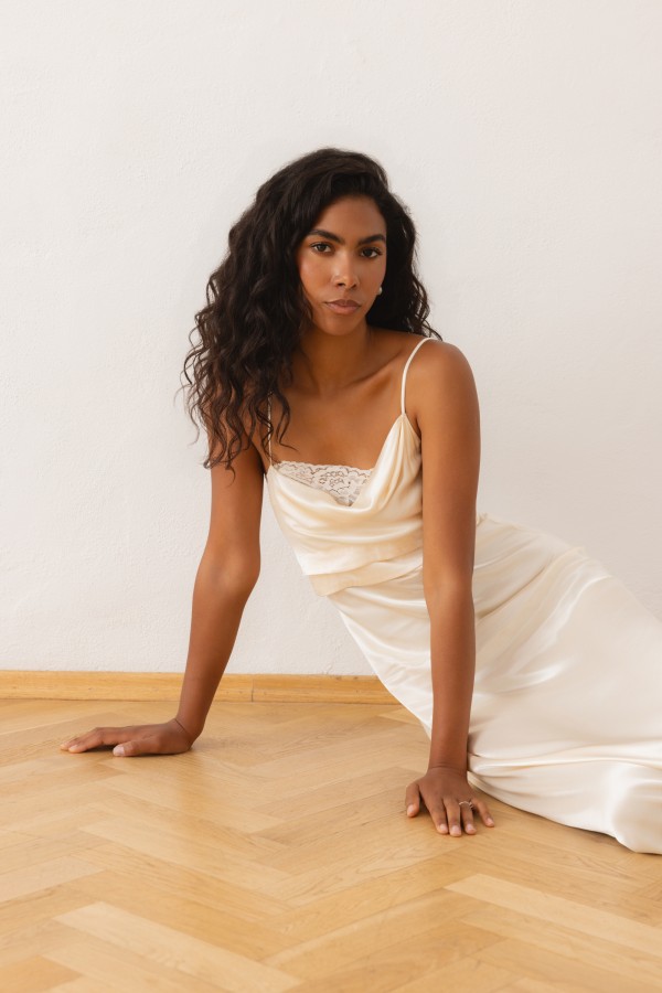 Joanna Dress Satin Strap Cream