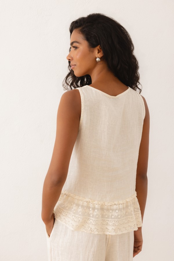 Rumi Vest Linen Cream