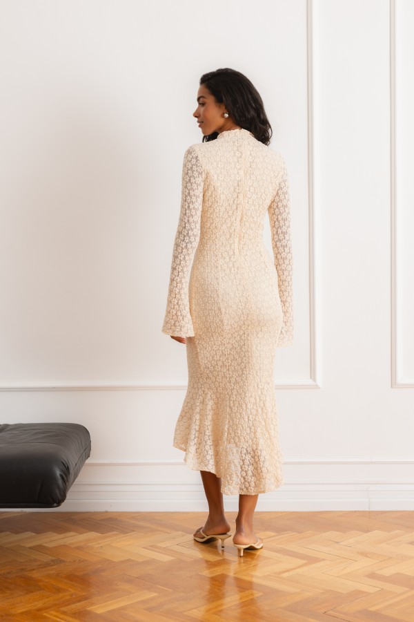 Pauline Dress With Lace Beige