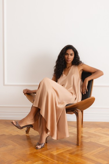 Panama Dress Satin Soft Coral