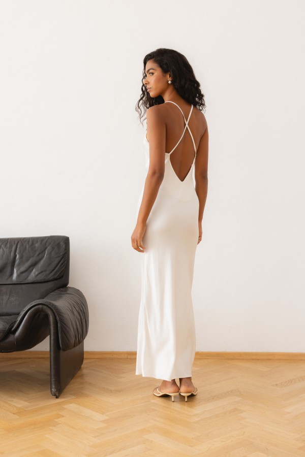 Yasmine Strappy Dress Ecru