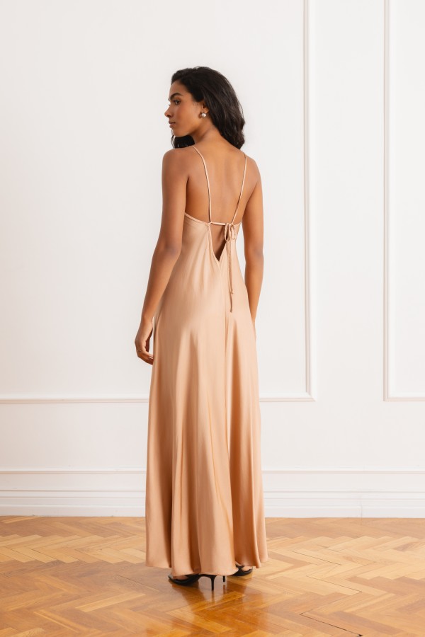 Lumea Satin Dress with Straps Soft Coral - butiklorenzo.pl Lumea Satin Dress with Straps Soft Coral - butiklorenzo.pl