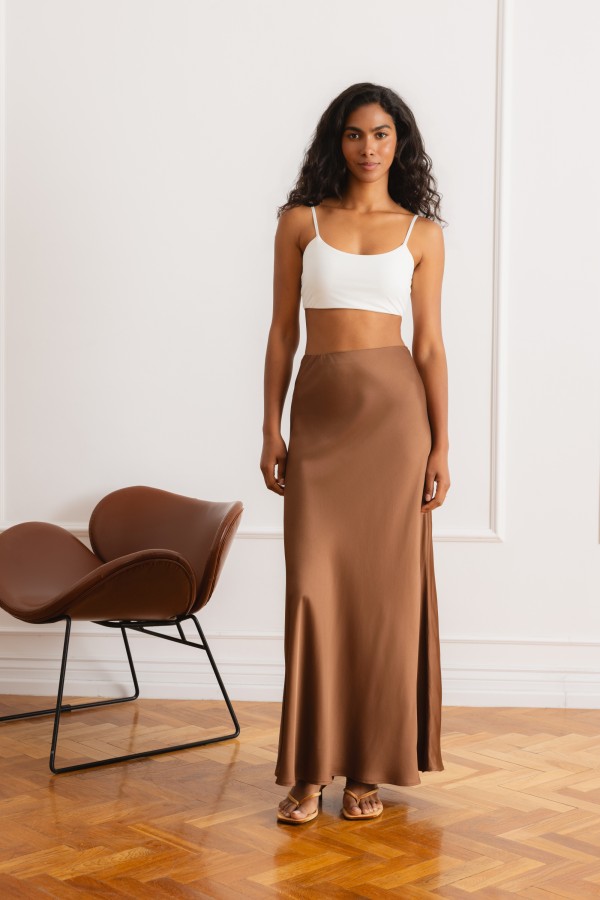 Samira Skirt Satin Brown