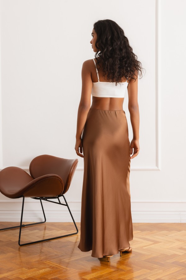Samira Skirt Satin Brown