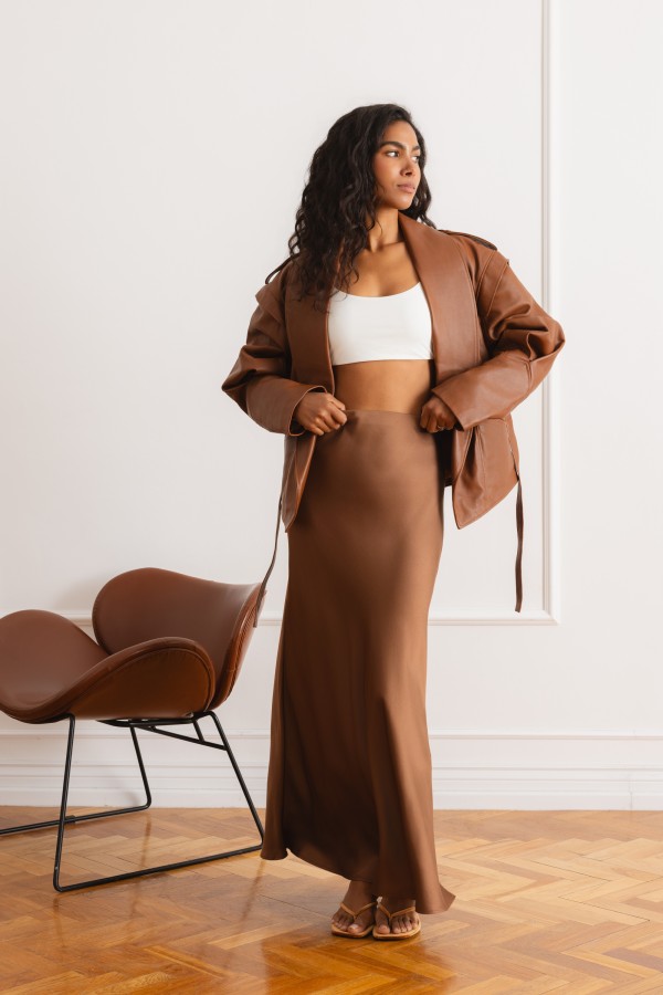 Samira Skirt Satin Brown