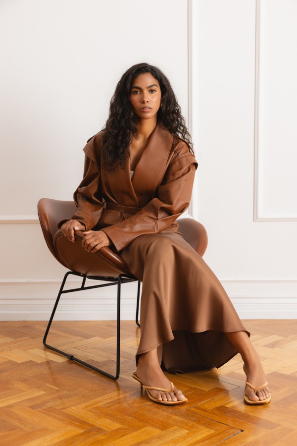 Samira Skirt Satin Brown