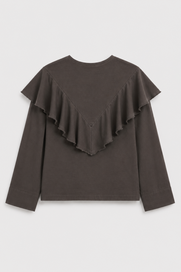 Clement Shirt Cotton with Ruffles Brown