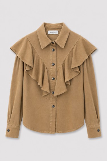 95056 Camel Ruffled Denim...