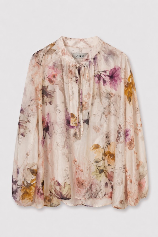 Fiorella Bluzka W Kwiaty Pastel Pink