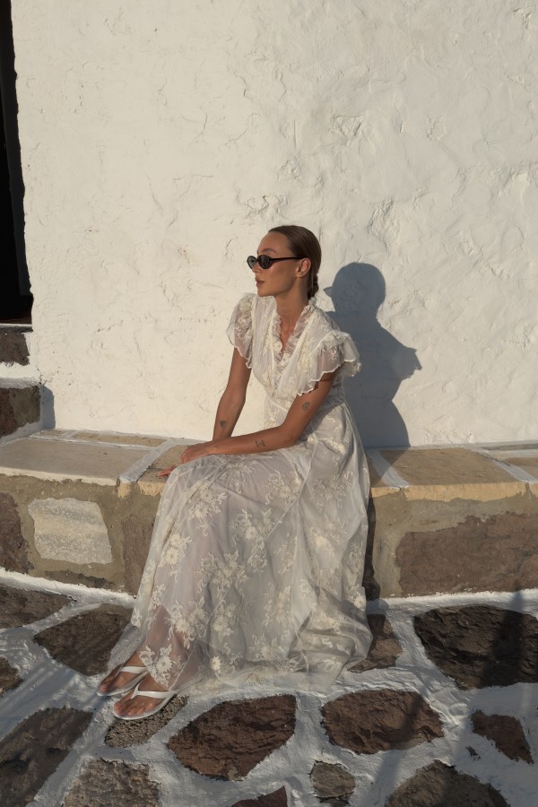 Rosie Dress Embroidered Cream