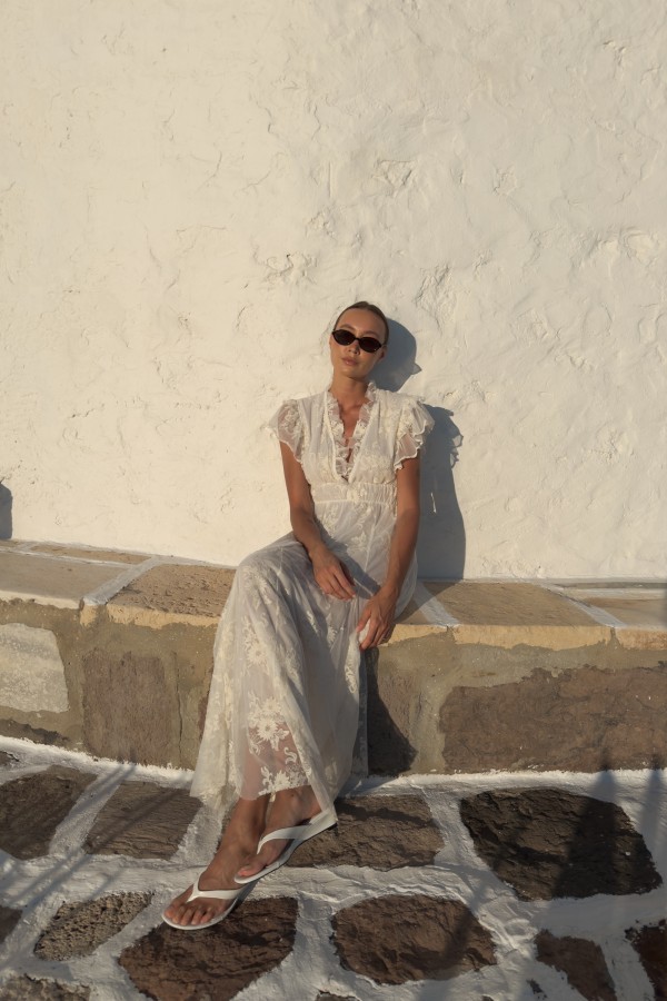 Rosie Dress Embroidered Cream