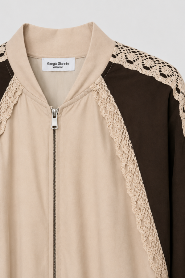Tessi Sweatshirt with Lace Inserts Beige