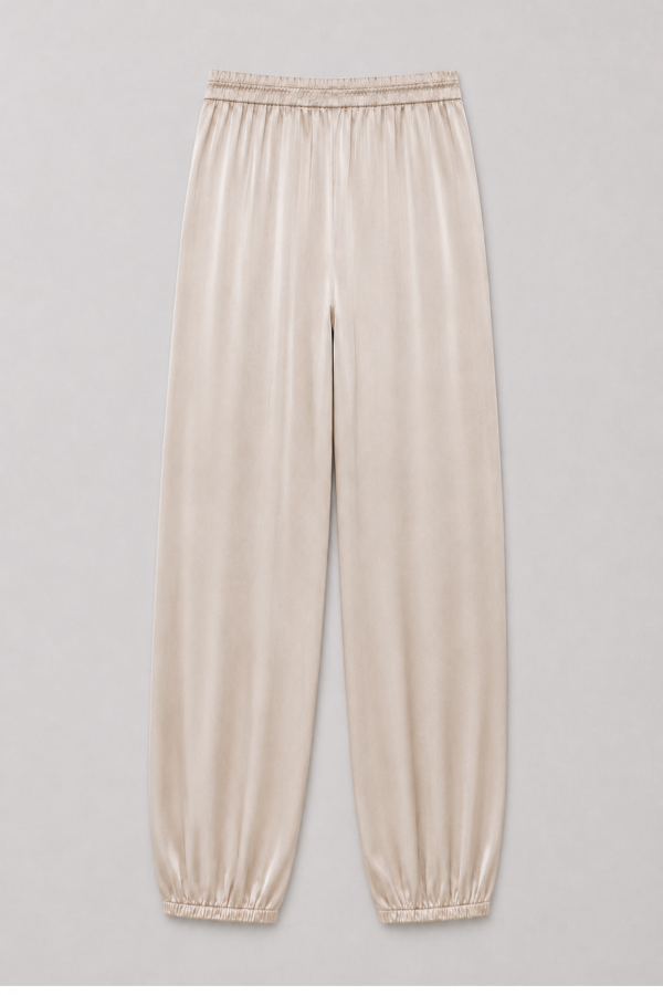 9527 Trousers Satin Silk Beige