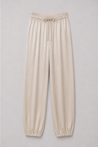 9527 Trousers Satin Silk Beige