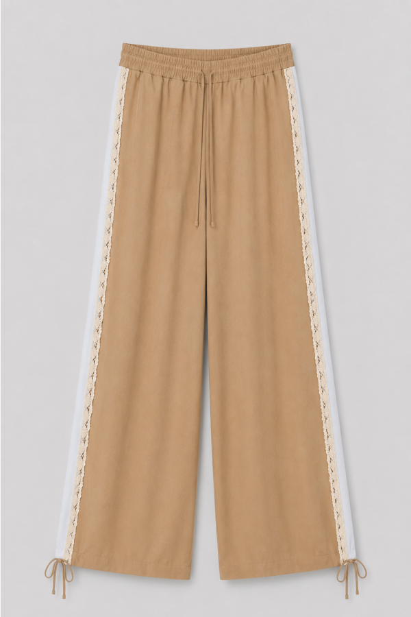 Tessi Trousers with Lace Inserts Camel