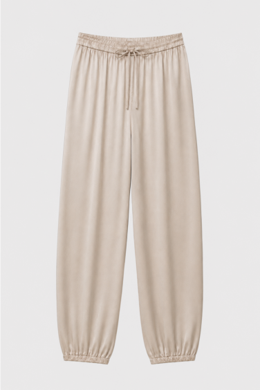 9527 Trousers Satin Silk Beige