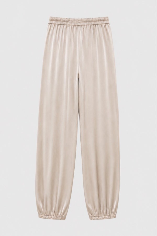 9527 Trousers Satin Silk Beige