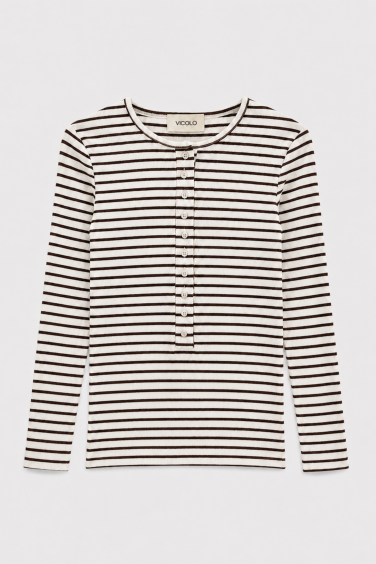 Pearl Striped Blouse Brown