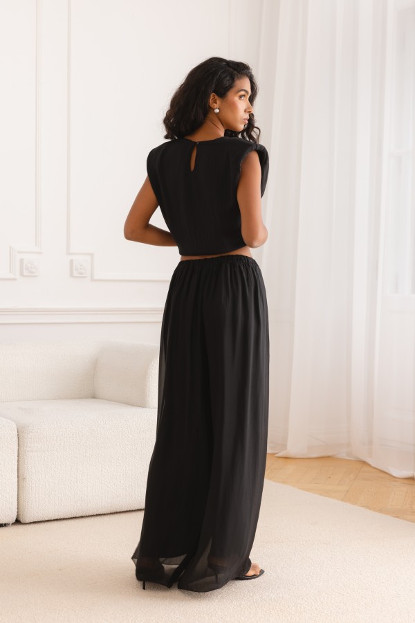 Olympia Trousers Silk Palazzo Black