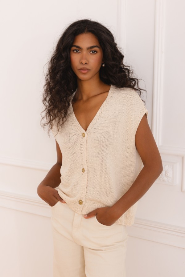 Tanya Vest Knitted Beige