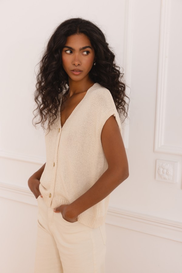 Tanya Vest Knitted Beige
