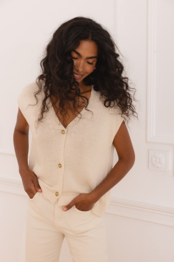 Tanya Vest Knitted Beige